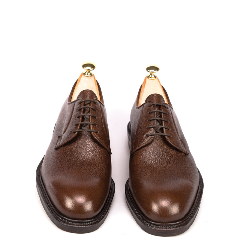 Plain Classic Polished Leather Derby Shoe Brown