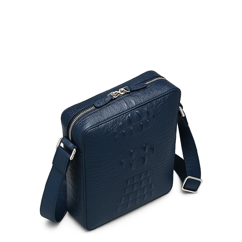 Men's Italian Crocodile Leather Brown Side Bag