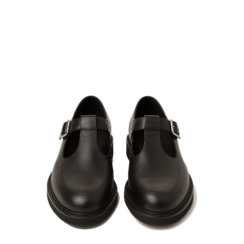 Men's Black Leather T-bar Dress Shoe