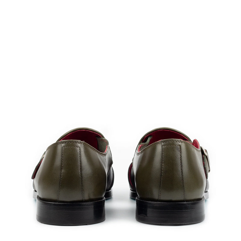 Men Green/Black Textured Leather Peshawari Comfort Sandals