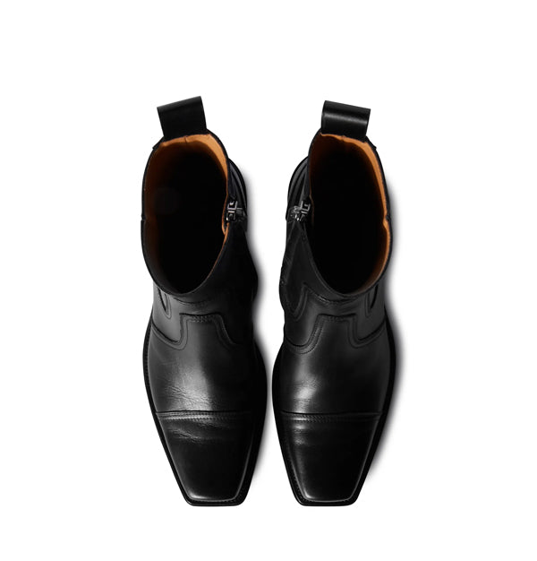 Men Leather High Side Zipper Ankle Boot