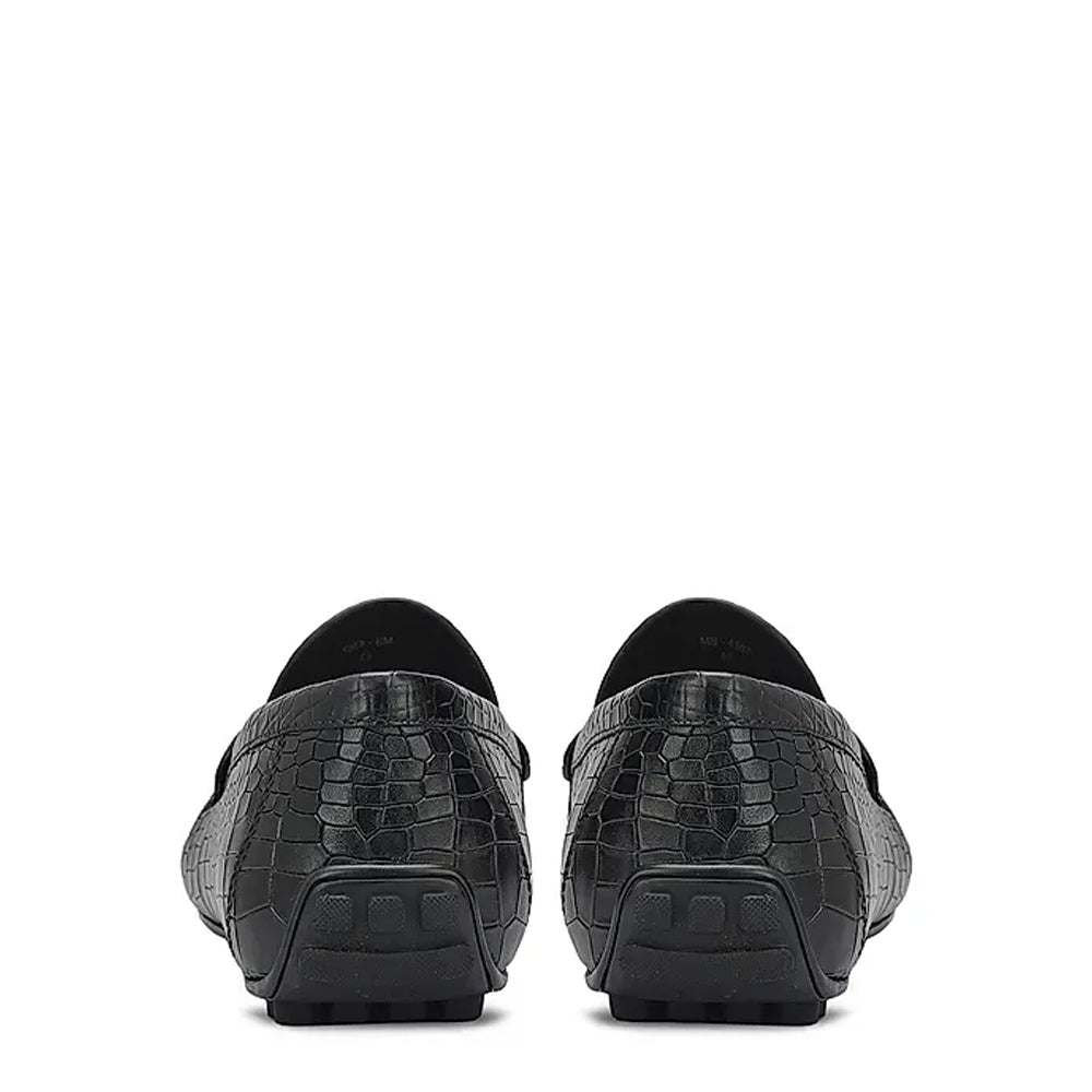 Premium Croco Textured Leather Driving Black Loafer