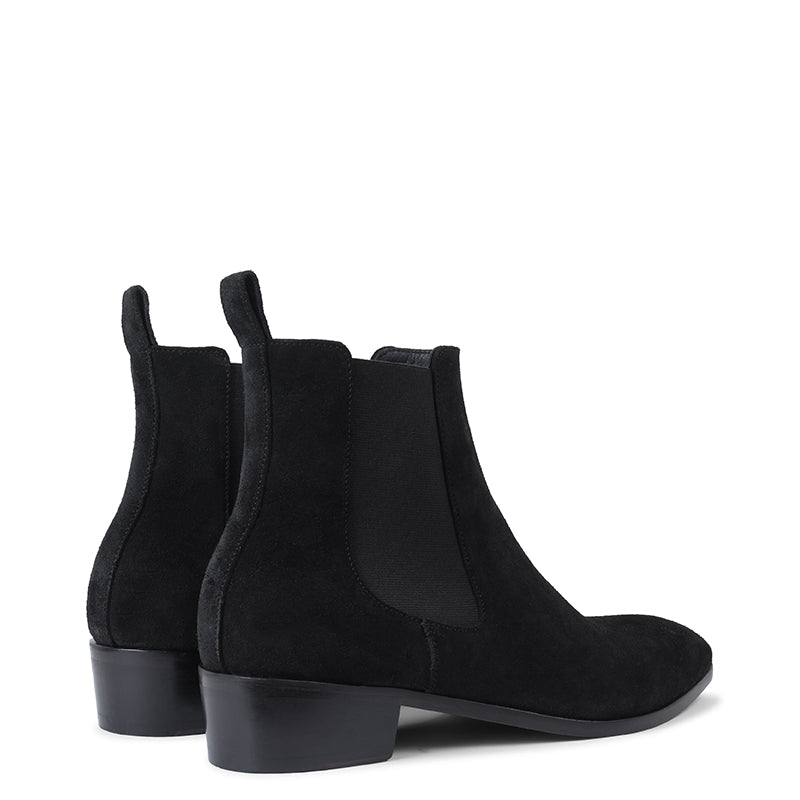 Men Black Suede Leather Plain Chelsea Boots