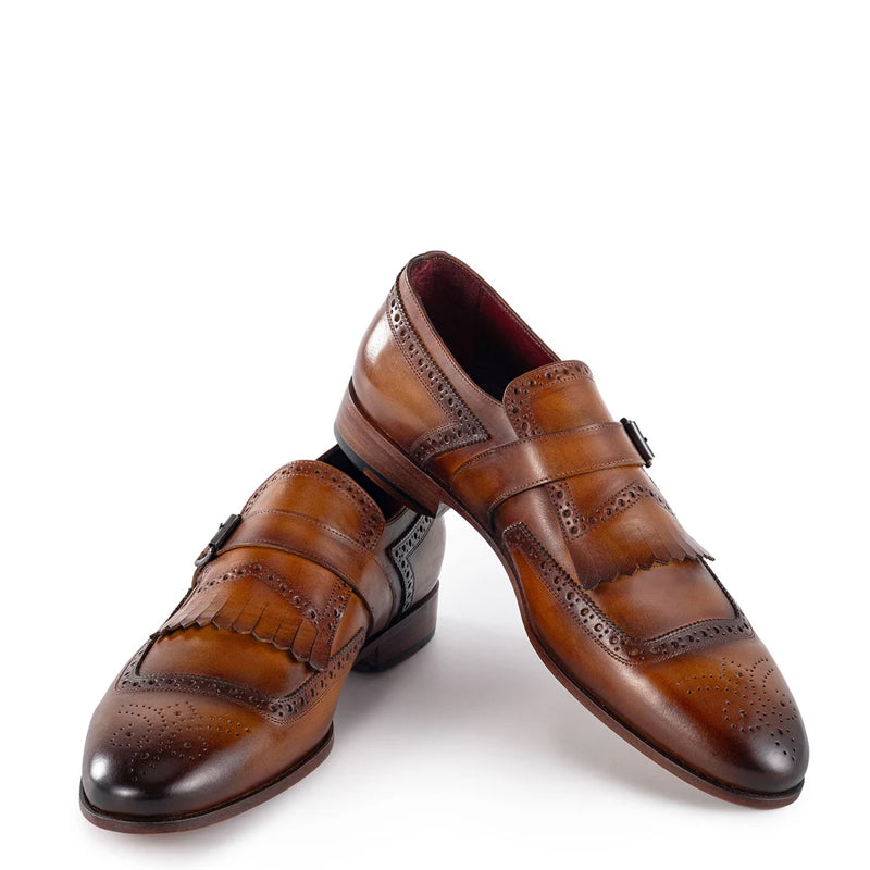 Men Captoe Leather Single Monkstraps Tan/Brown Shoe