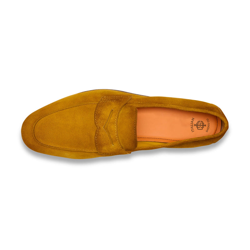 Men’s Yellow Suede Penny Loafers – Classic Slip-On