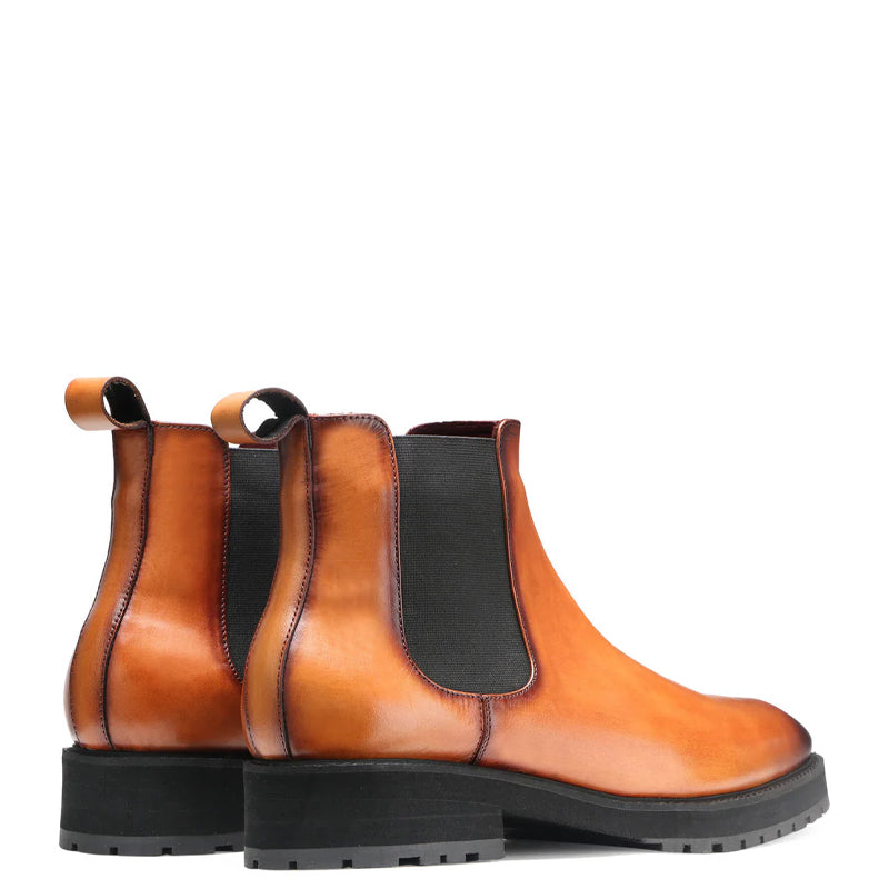 Luxury Mid-Top Leather Chelsea Boot Tan