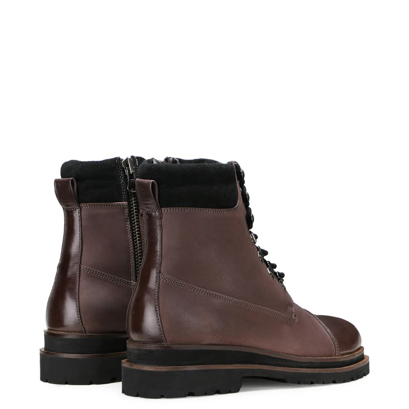 Luxury Premium Solid Leather High Ankle Boot Brown