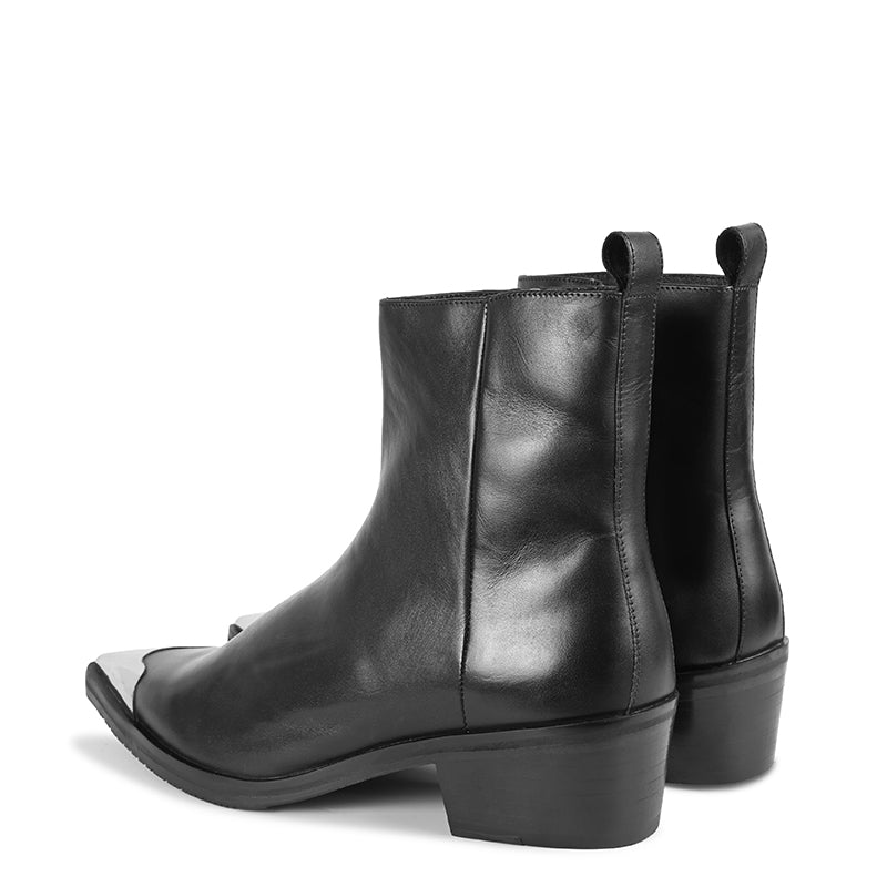 Luxury Premium Metal-Toe Leather Black Boot For Men