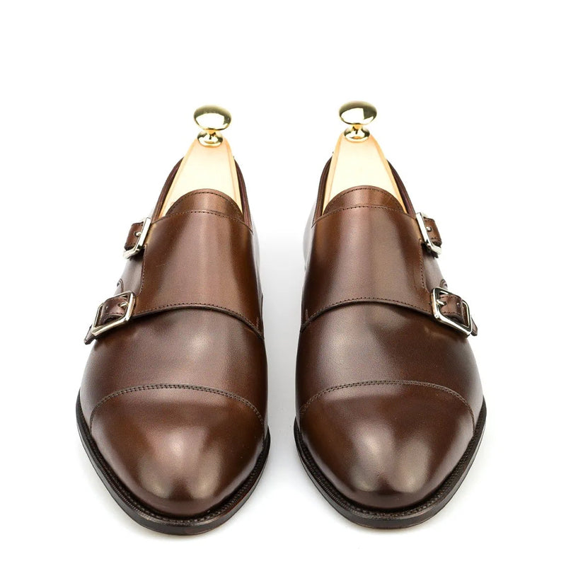 Premium Captoe Leather Double MonkStrap Shoe Burgundy