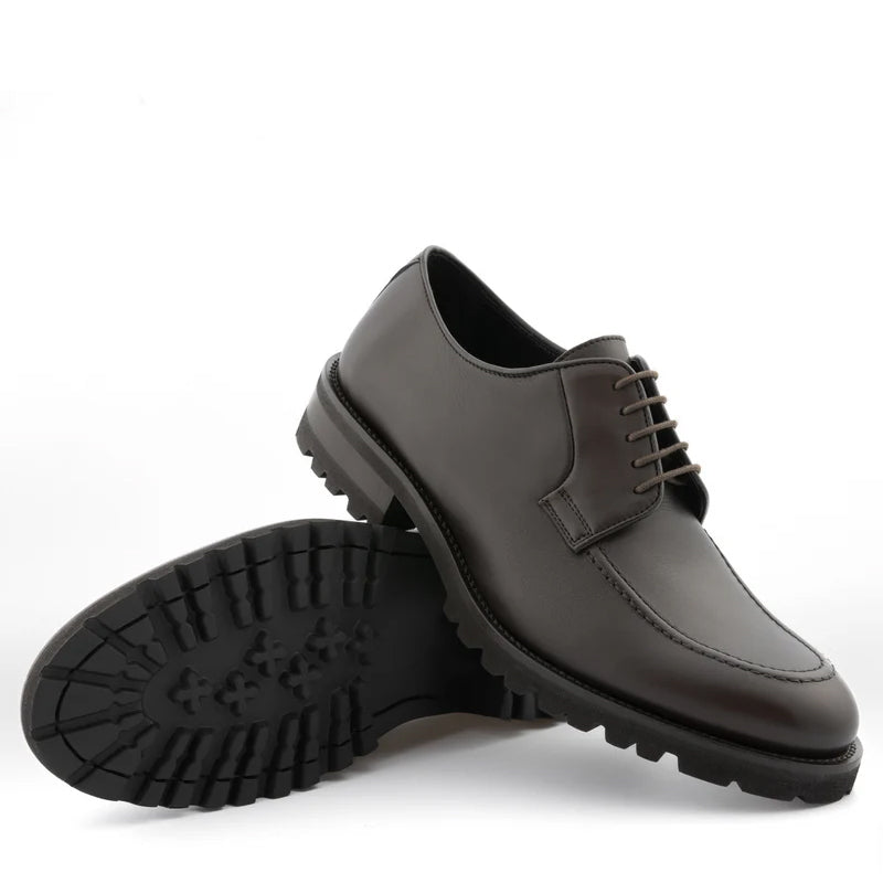 Men Classic Plain Solid Leather Black Derby Shoe