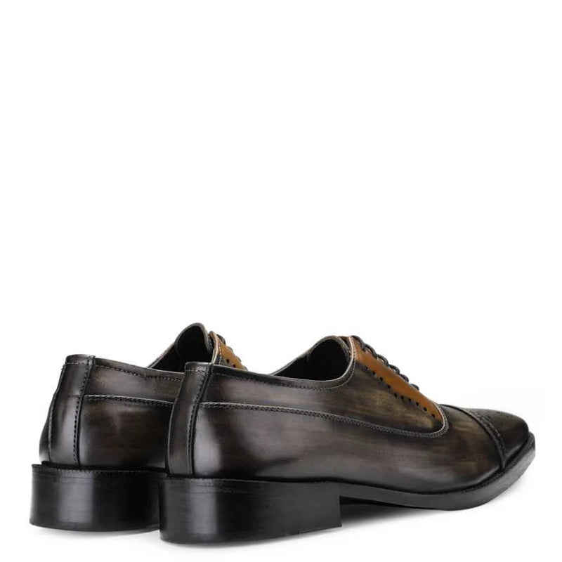 Espresso Brown Medallion Captoe Leather Oxford Shoe