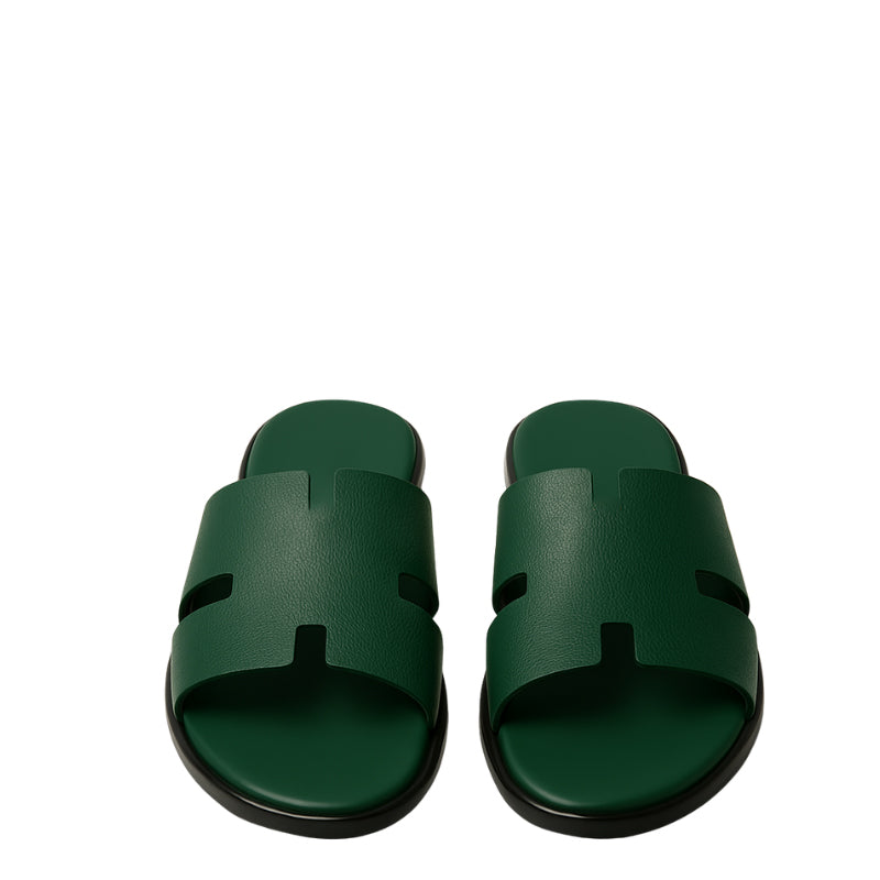 Haven Crimson Glide H Style Green Leather Slipper