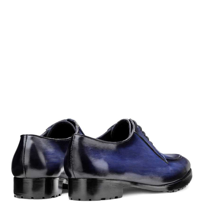 Captain Designer Leather Derby Shoe Blue