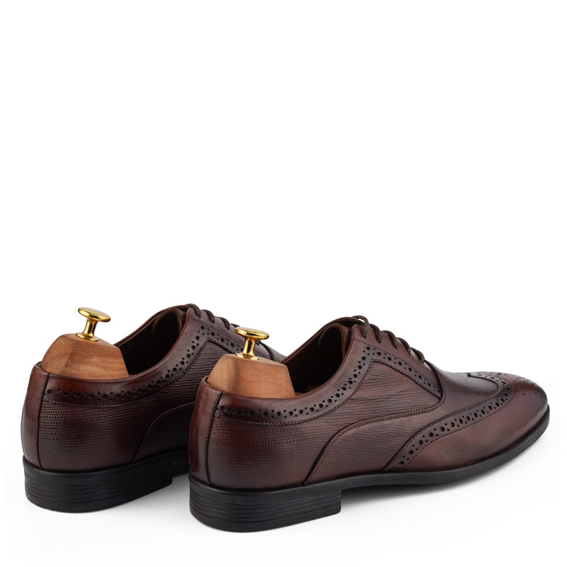 Wingtip Handmade Solid Leather Oxford Shoe Brown