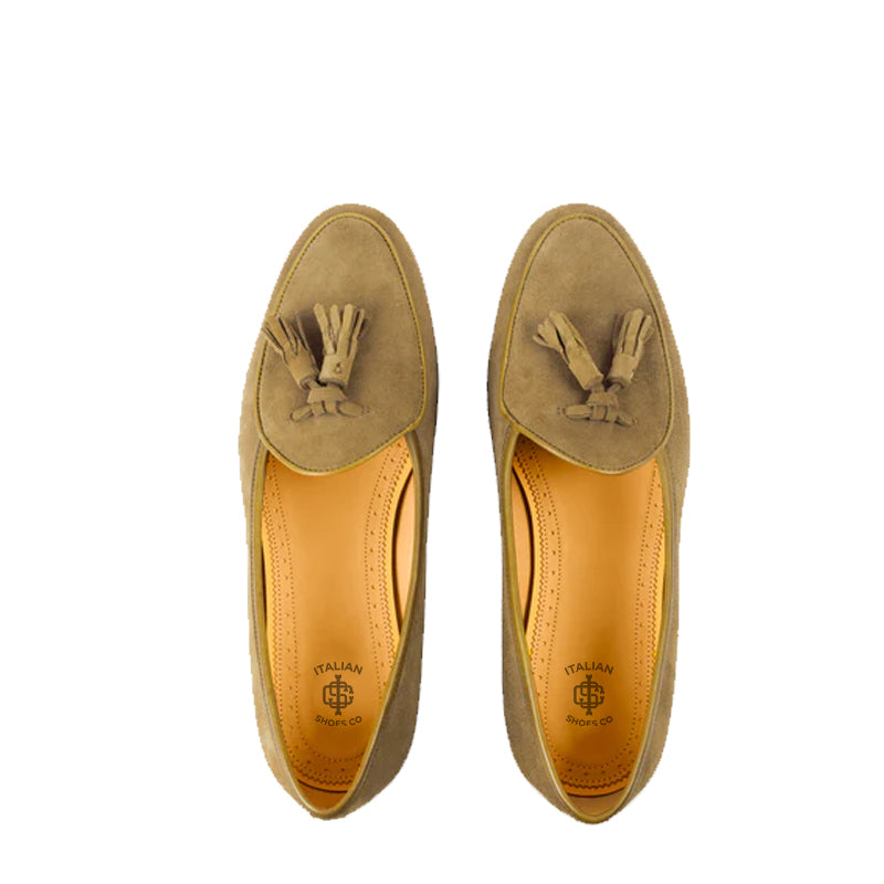 Classic Suede Leather Tassel Blue Loafer