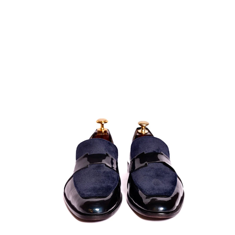 Patent Shiny Leather Velvet Blue Loafer