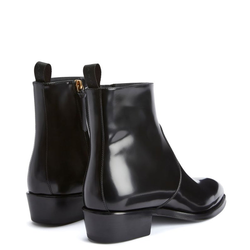 Patent Leather Cuban Side-Zip Ankle Boots