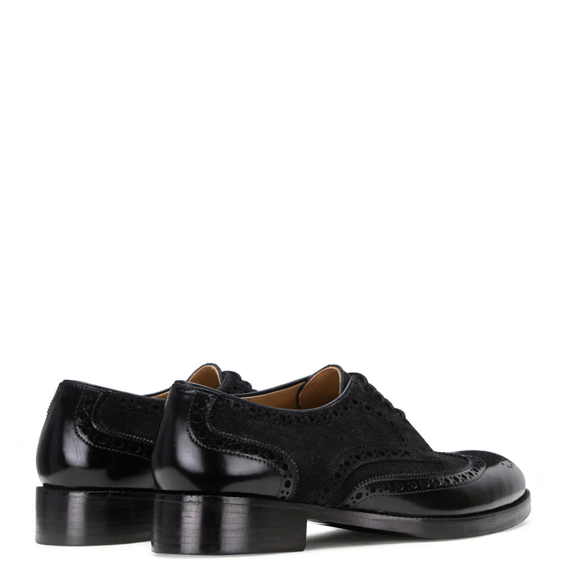 Patent Suede Leather Derby Shoe Black