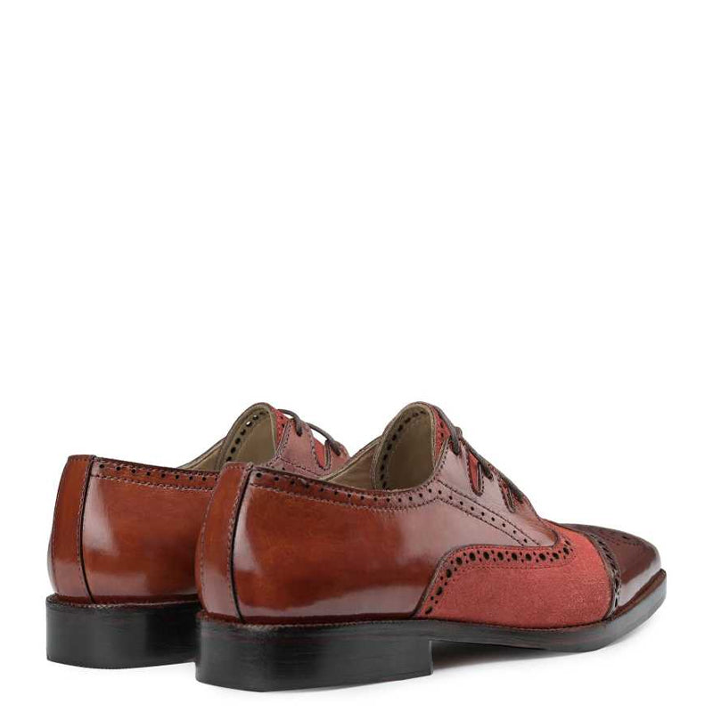 Criss Cross Leather Brown and Maroon Oxford Shoe