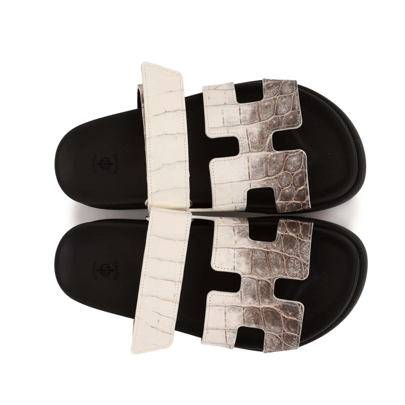 Luxury Croco Leather  Matte / White Sandal