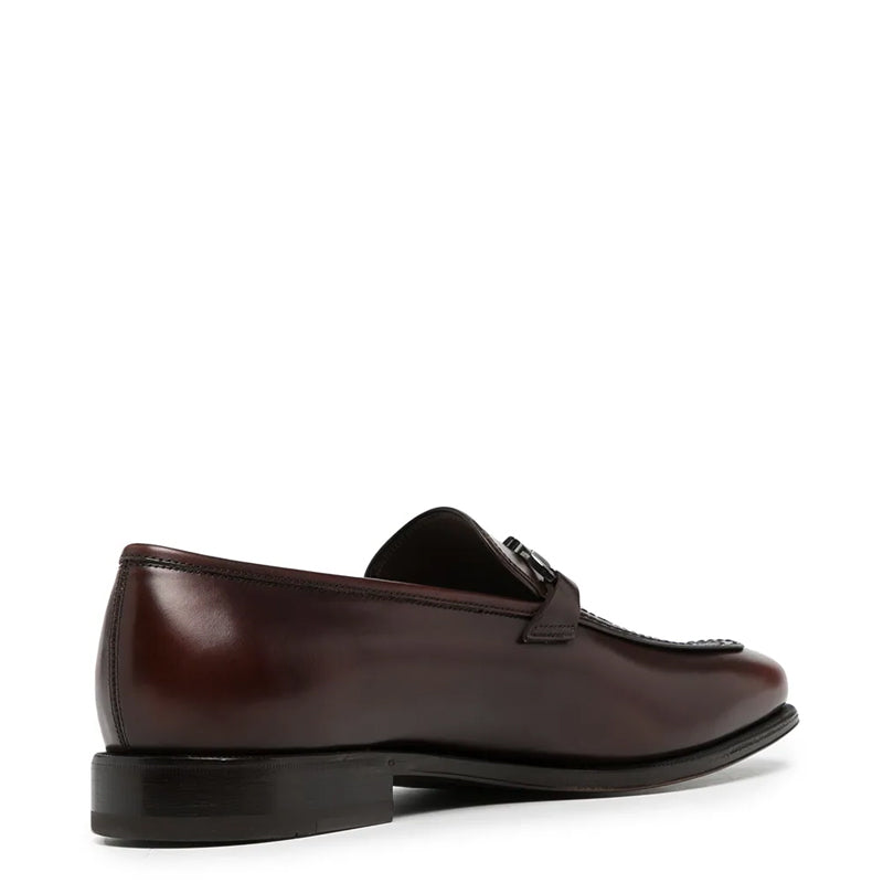 Men's Horse-bit Black Leather Buckle Loafer