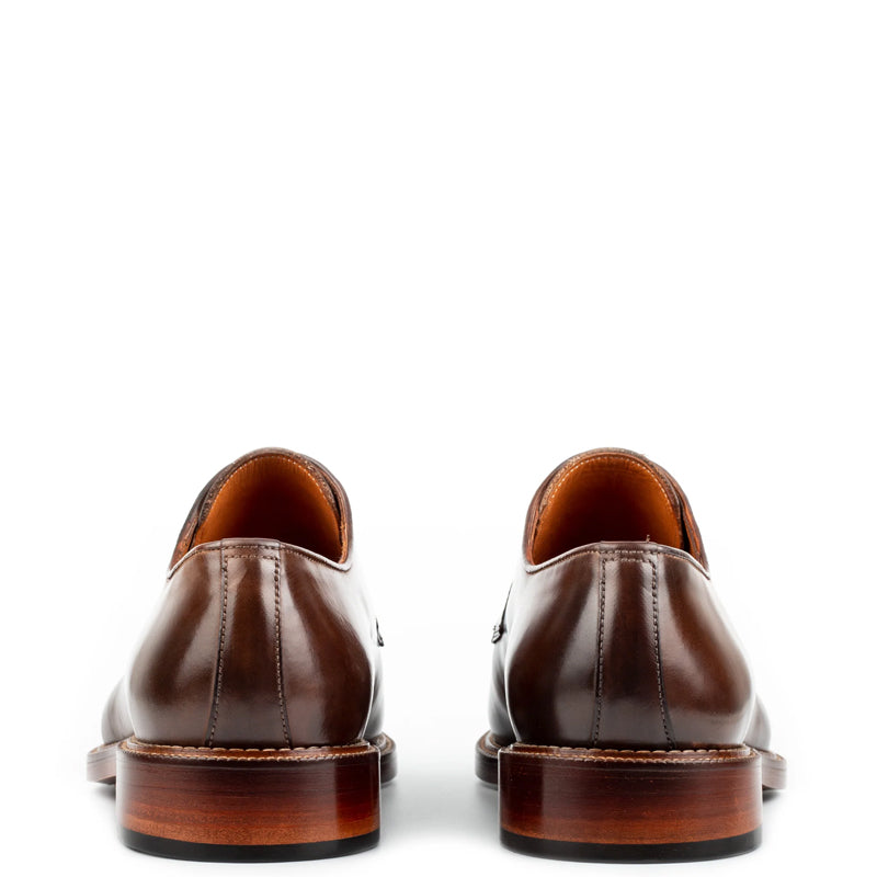 Split Toe Handpainted Crust Leather Derby Shoe Tan