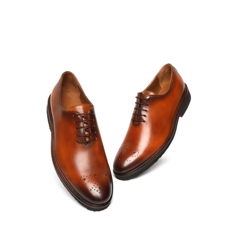 Men Wholecut Lace-UP Leather Oxford Tan/Brown Shoe