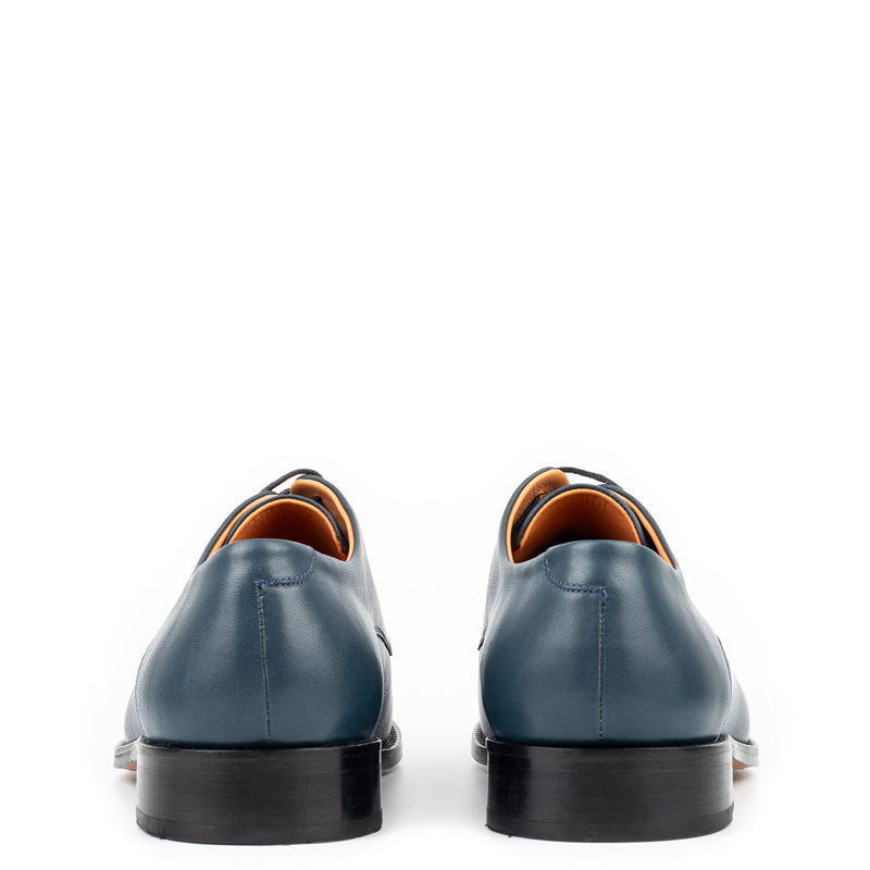 Polished Plain Italian Leather Derby Shoe Black