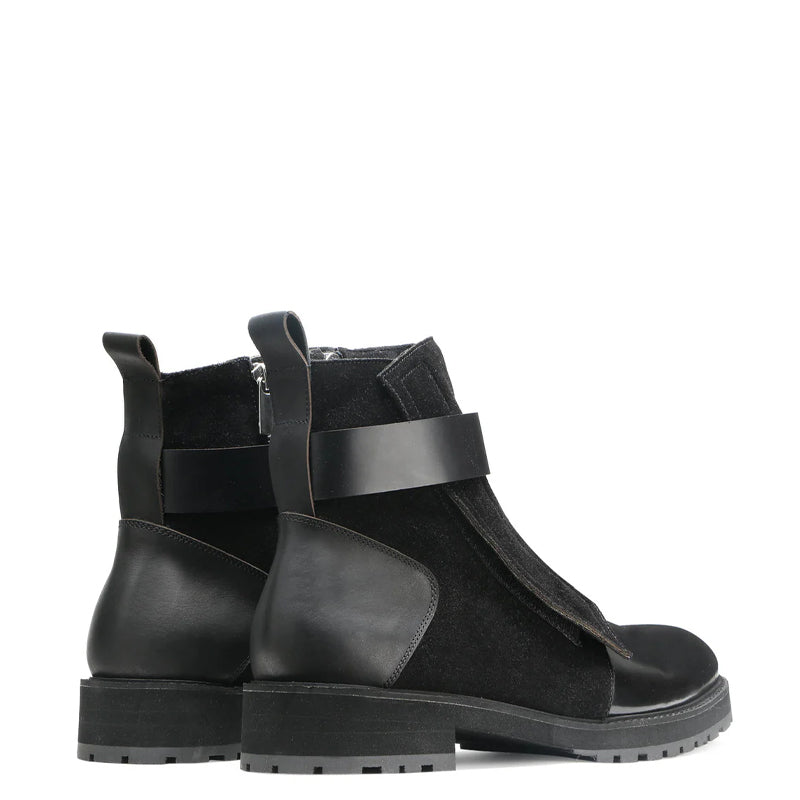 Luxury Design Handmade Suede Leather Side-Zipper Boot Black