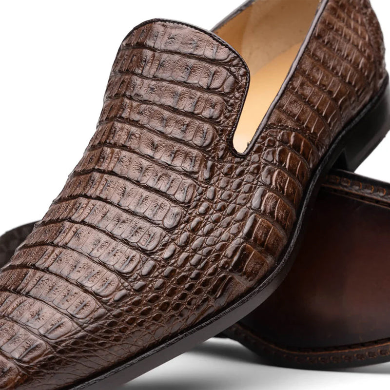 Crocodile Leather Loafers Brown