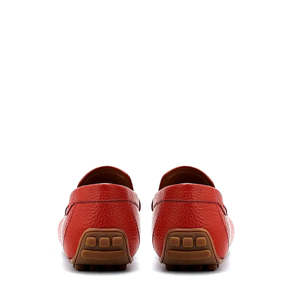 Men Textured Leather Driving Black Loafer