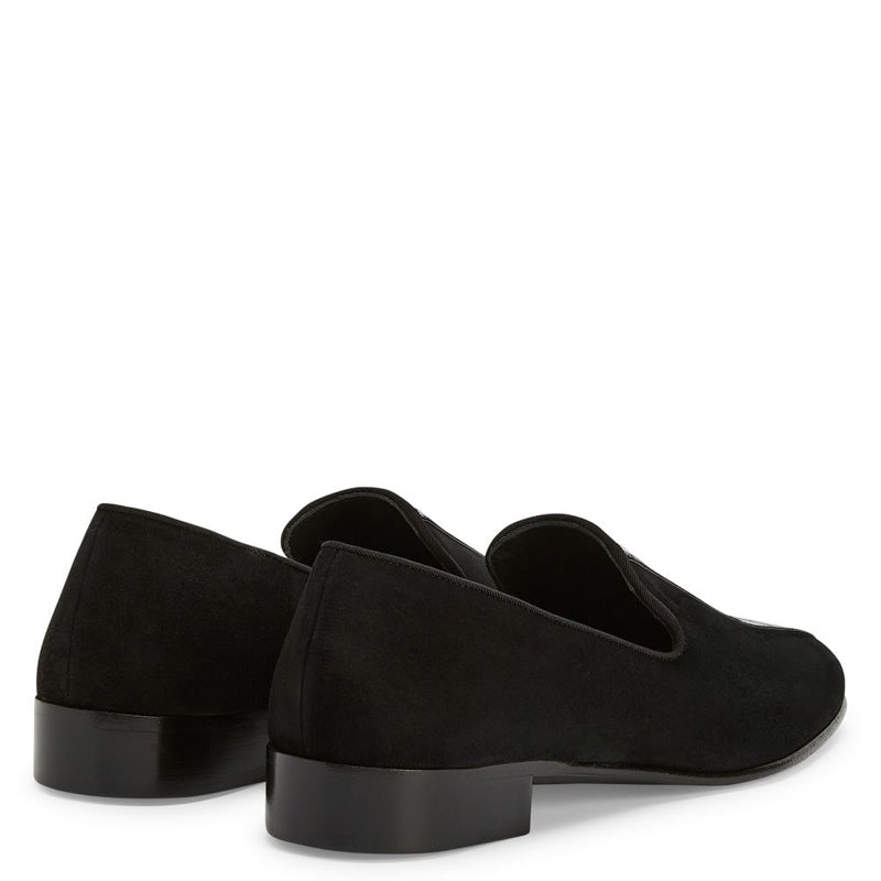 Croco Upper Suede Leather Black Loafer