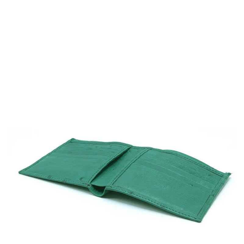 Men Ostrich Leather Blue Bifold Wallet