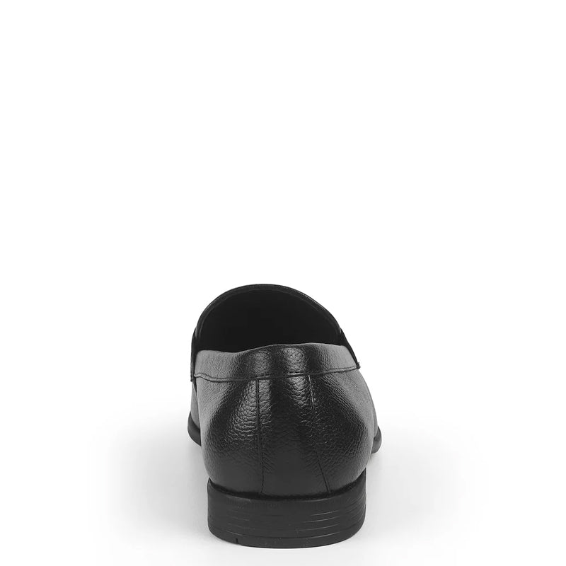 Pure Leather Textured  Moccasins Loafer Black