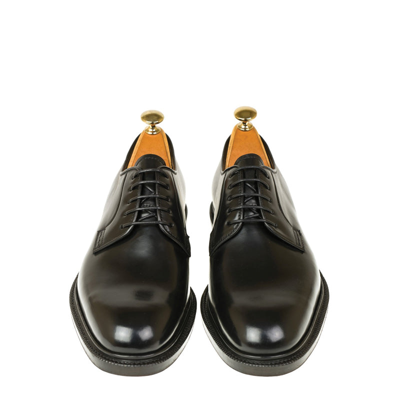 Plain Classic Polished Leather Derby Shoe Brown