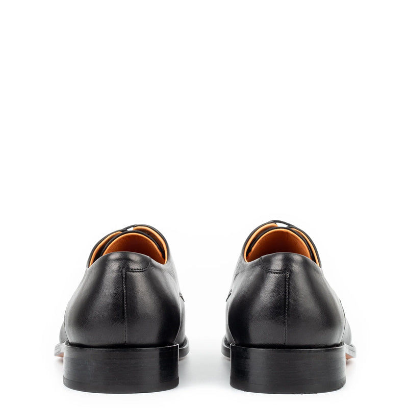 Polished Plain Italian Leather Derby Shoe Black