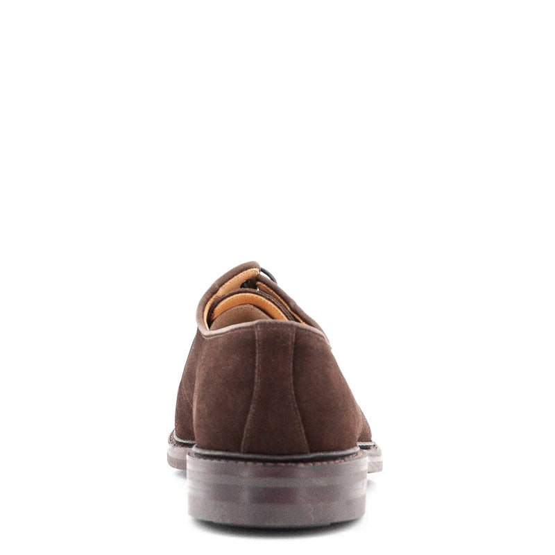 Suede Handmade Solid Leather Derby Shoe Brown