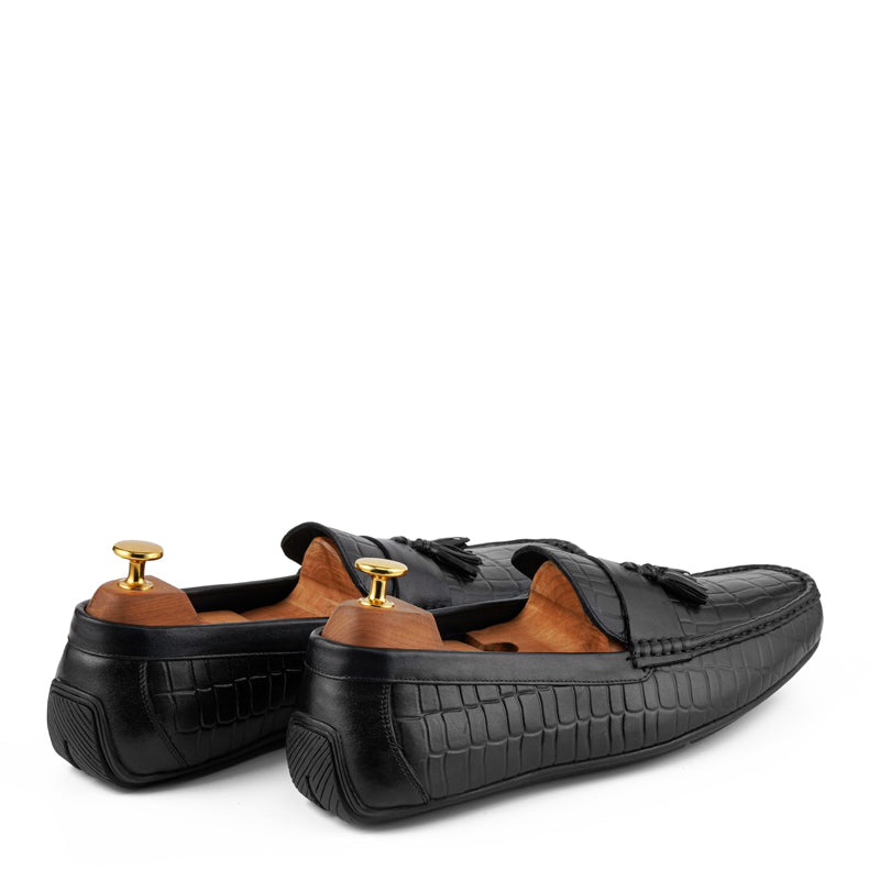 Premium Handmade Solid Leather Tassel Black Loafer