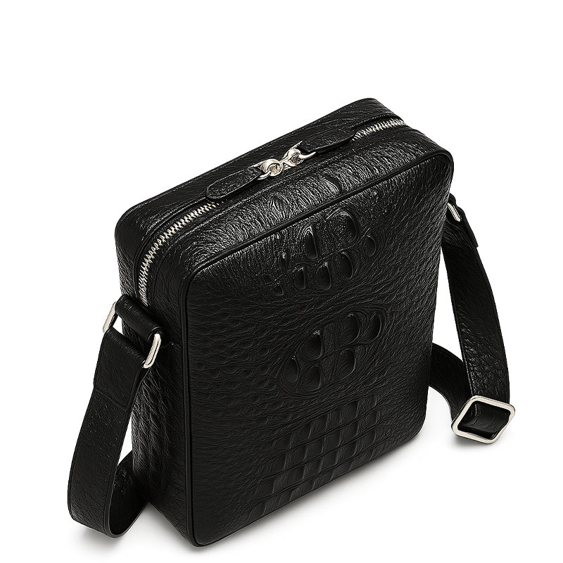 Men's Italian Crocodile Leather Brown Side Bag