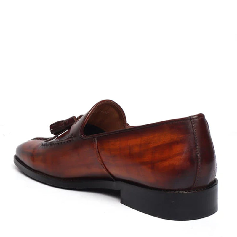 Men Leather Slip-On Formal Brown Tassel Loafer
