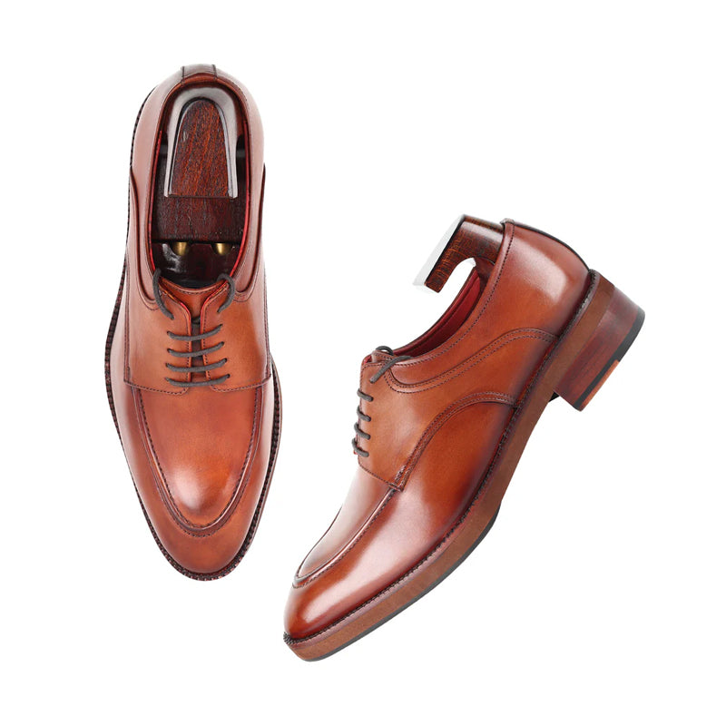 Men Handpainted Solid Leather Derby Shoes
