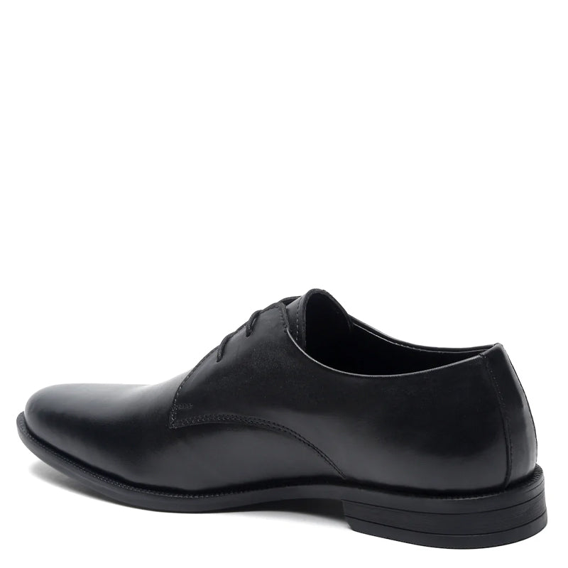 Classic Plain Toe Leather Derby Shoe Black