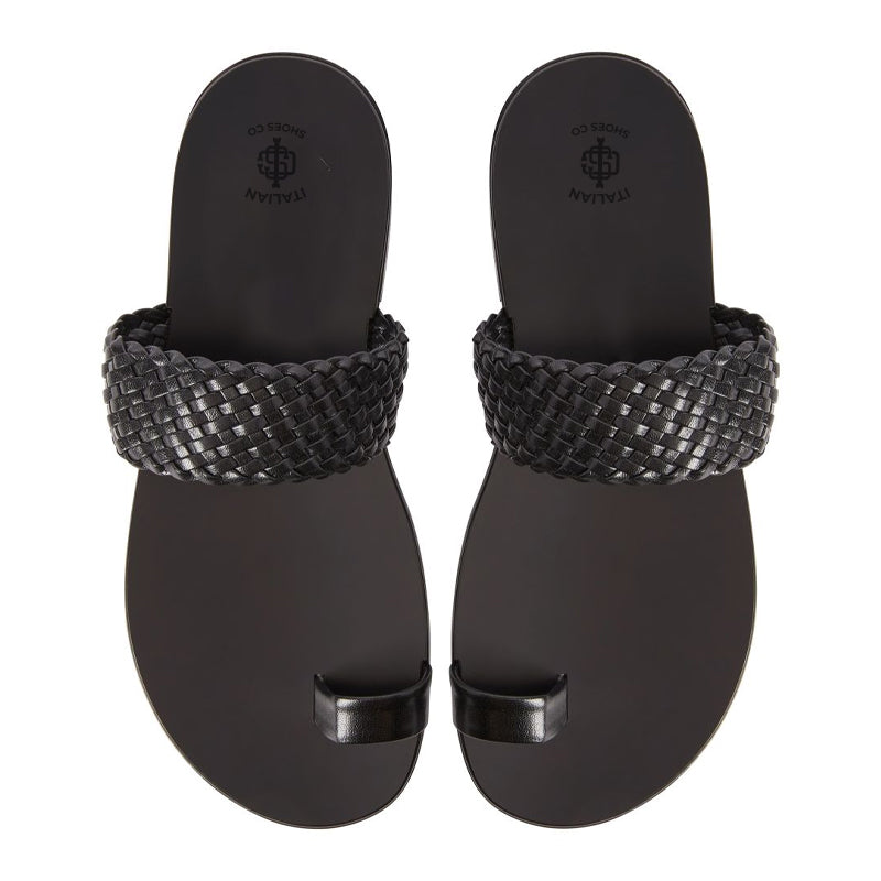 Pure Leather Open Toe Braided Brown Sandal