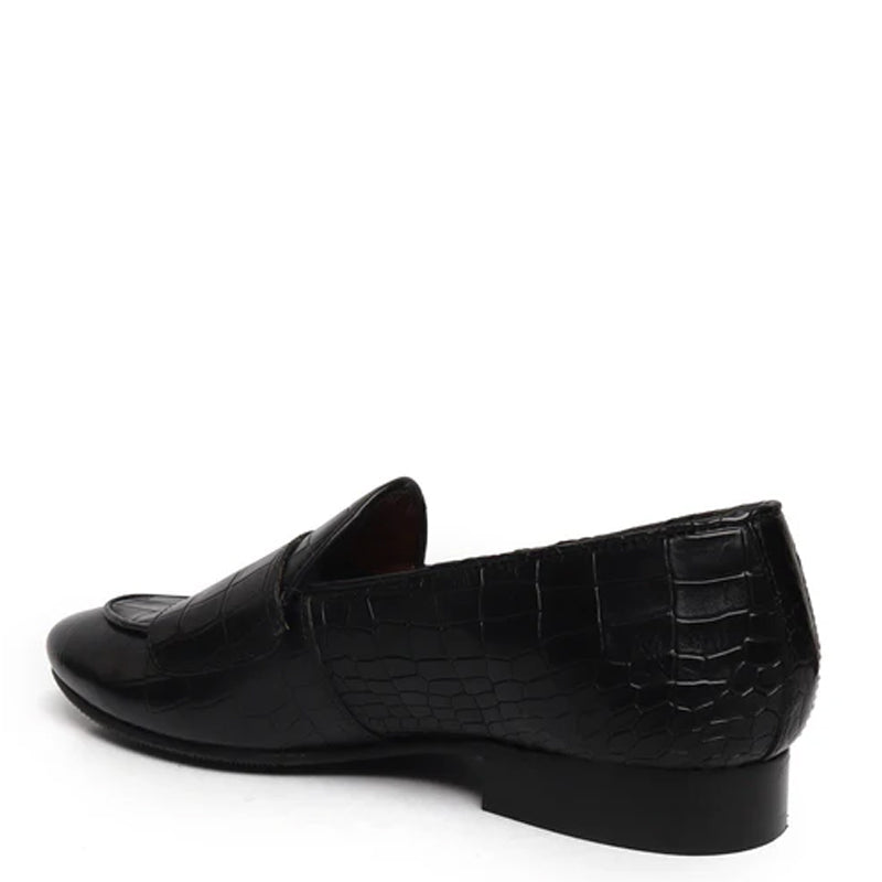 Deep Cut Croco Double Monk Grey Shoe For Men