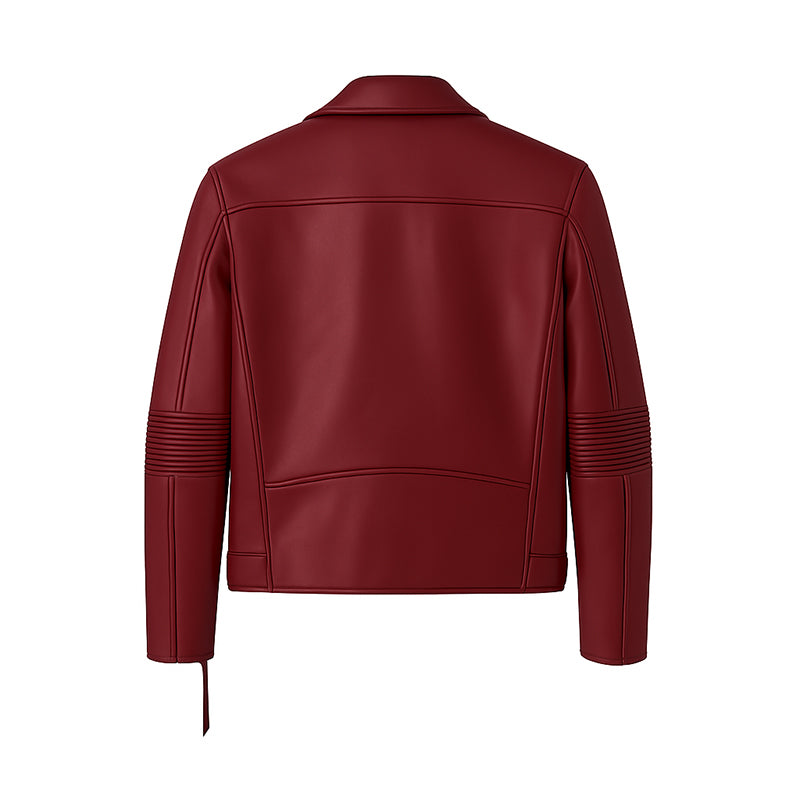 Men's Black Leather Biker Jacket with Zippers