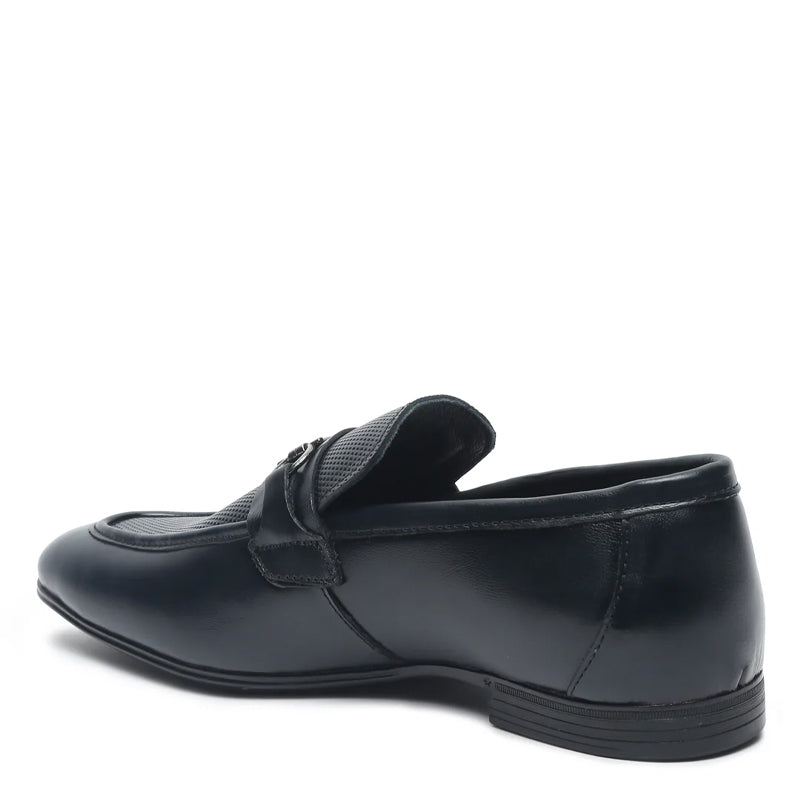 Black Leather Slip-On Loafer for Men