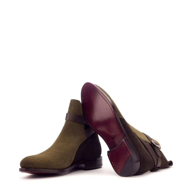Suede Handmade Custom Leather Brown / Burgundy Jodhpur Boot
