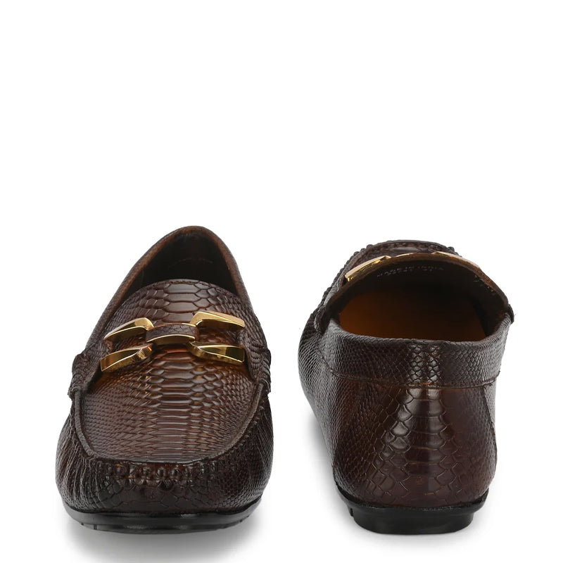 Premium Leather Black Loafer With Gold Buckled