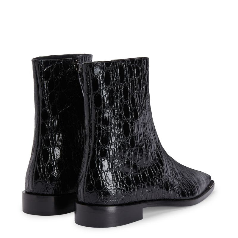 Croco Print Embossed Leather Chelsea Boots