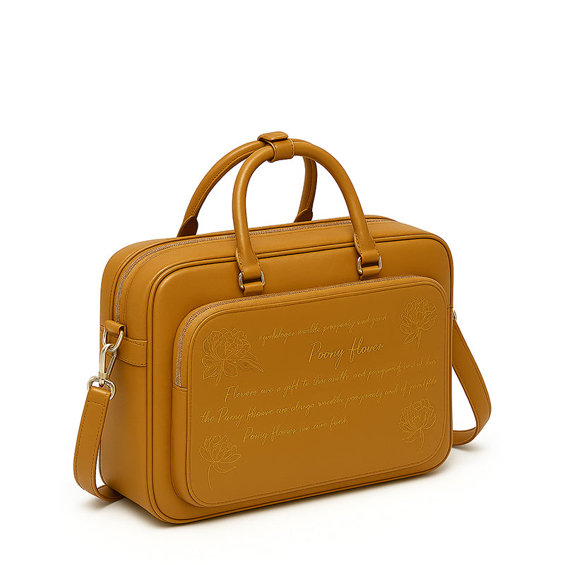 Italian Brown Men's Printed Leather Laptop Bag